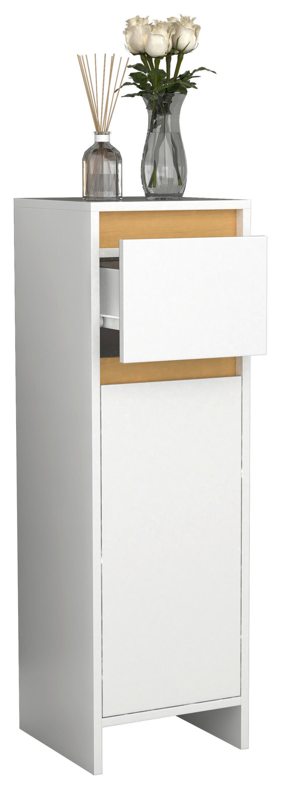 HIGHBOARD  30/95/30 cm 1 Schublade(n)  - Honigeiche/Weiß, MODERN, Holzwerkstoff (30/95/30cm) - MID.YOU