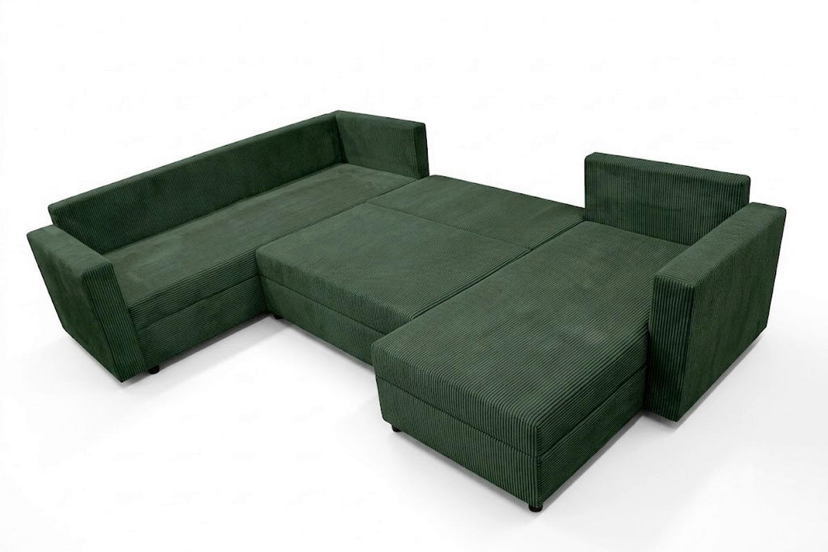 WOHNLANDSCHAFT Cord Grün  - Schwarz/Grün, Design, Kunststoff/Textil (223/304/156cm) - P & B