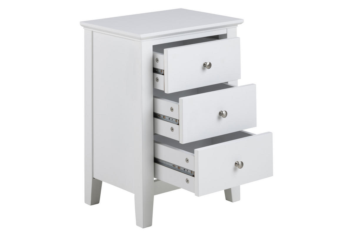 SÄNGBORD i vit  - vit/silver, Klassisk, metall/trämaterial (45/62,8/34cm) - Best Price