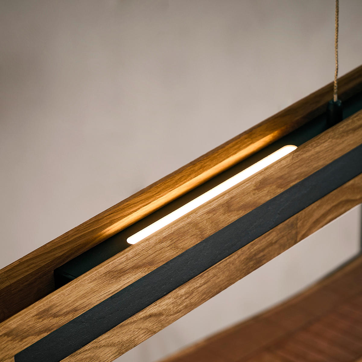 LED-HÄNGELEUCHTE 116/10/150 cm  - Schwarz, Natur, Holz/Metall (116/10/150cm)