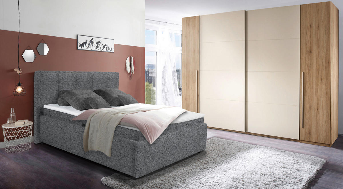 POLSTERBETT 180/200 cm  in Dunkelgrau  - Dunkelgrau/Graphitfarben, Konventionell, Kunststoff/Textil (180/200cm) - Esposa