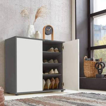 SIDEBOARD 237/73/33 cm  in Anthrazit, Weiß  - Anthrazit/Schwarz, MODERN, Holzwerkstoff/Kunststoff (237/73/33cm) - MID.YOU