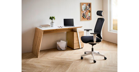 SCHREIBTISCH 166/60/75 cm in Weiß, Eiche Artisan - Schwarz/Eiche Artisan, Design, Holzwerkstoff/Kunststoff (166/60/75cm) - Cantus