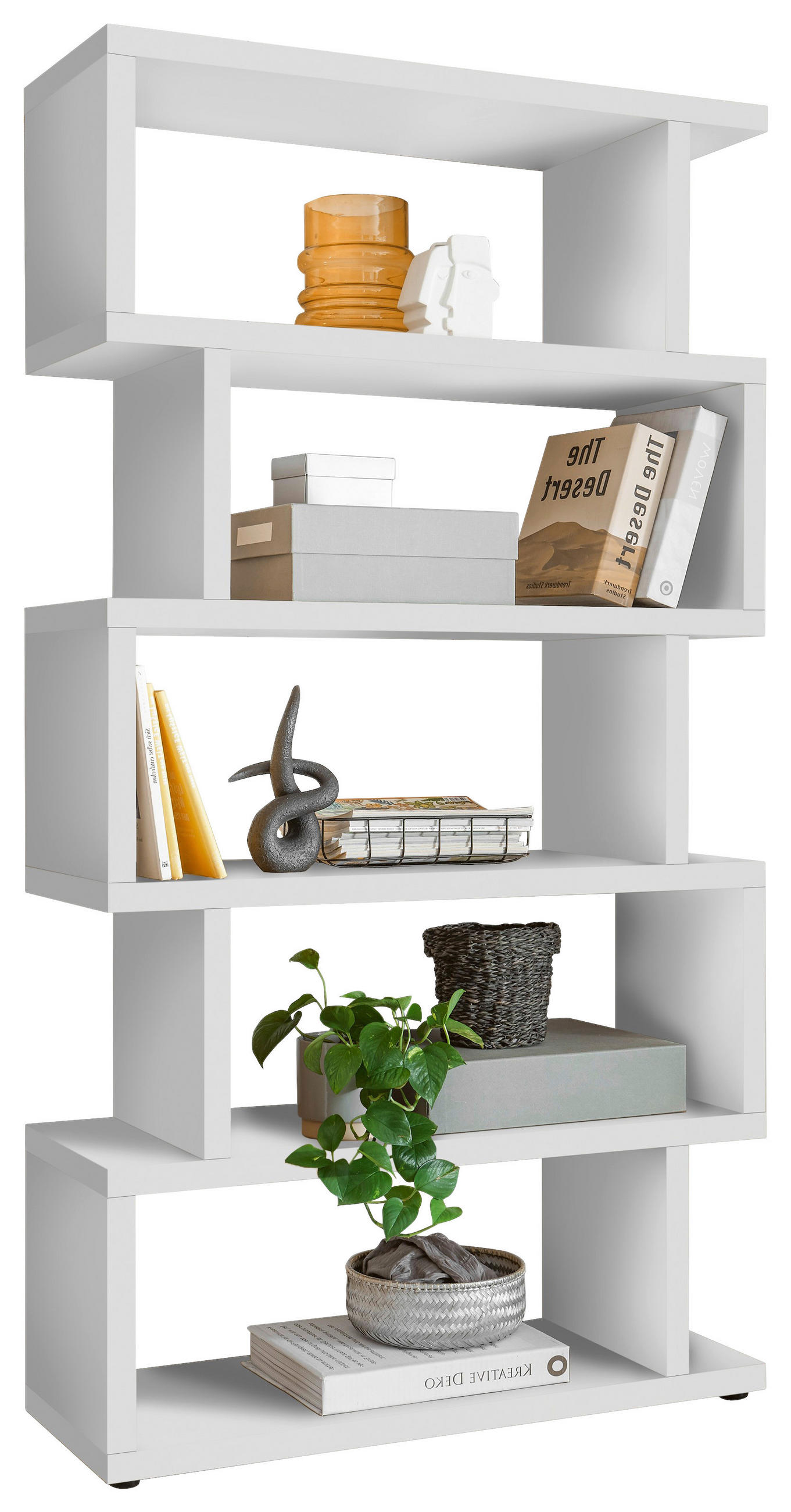 Etajeră  100/188,5/38 cm alb  - alb/negru, Basics, material pe bază de lemn (100/188,5/38cm) - Livetastic