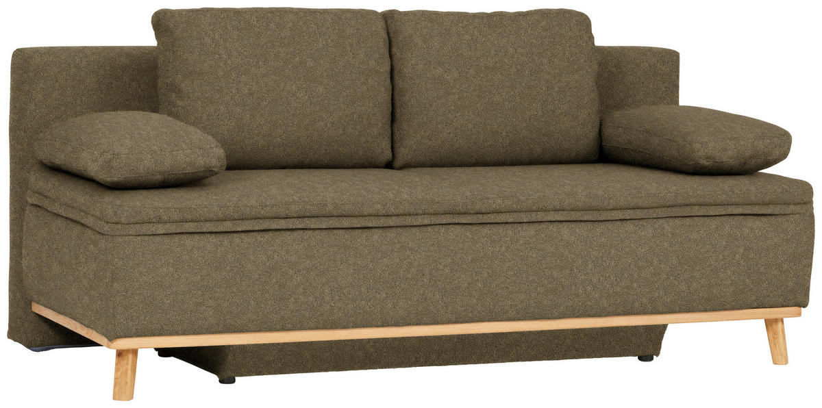 KANAPÉÁGY textil zöld  - natúr/zöld, Konventionell, textil/fa (203/95/96cm) - Venda