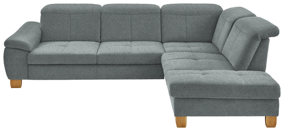 ECKSOFA in Flachgewebe Hellgrau  - Wildeiche/Hellgrau, Natur, Holz/Textil (301/243cm) - Voleo