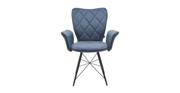 ARMLEHNSTUHL in Blau, Grau, Schwarz - Blau/Schwarz, Design, Textil/Metall (57,5/89,5/61cm) - Hom`in