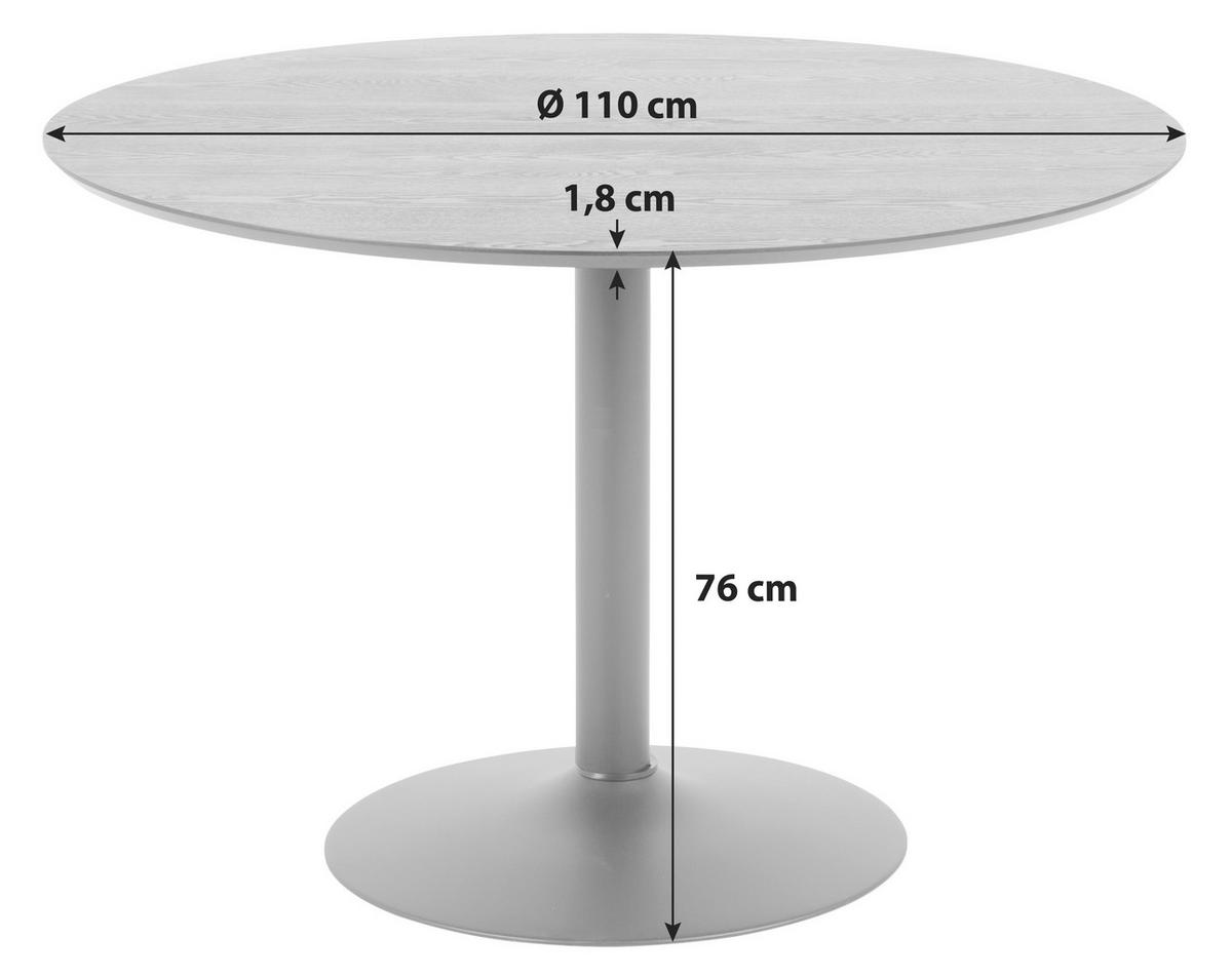 ÉTKEZŐASZTAL - fehér, Design, faalapú anyag/fém (110/76/110cm) - MID.YOU