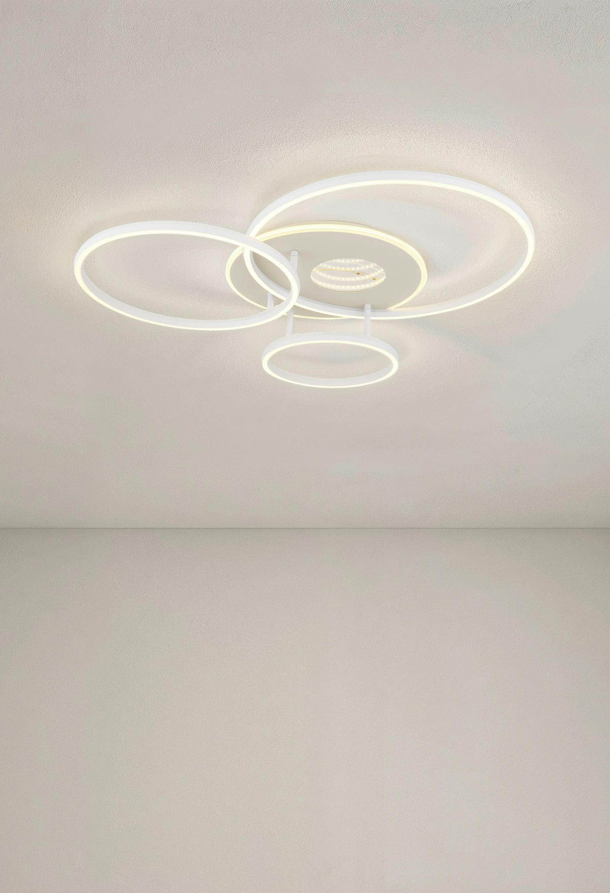 LED-DECKENLEUCHTE Invertina 80,7/70/13 cm  - Sandfarben/Chromfarben, Design, Kunststoff/Metall (80,7/70/13cm) - Globo