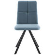 STUHL  in Eisen Lederlook, Mikrofaser Metall, Textil  - Schwarz/Hellblau, MODERN, Textil/Metall (47/92/60cm) - Cantus