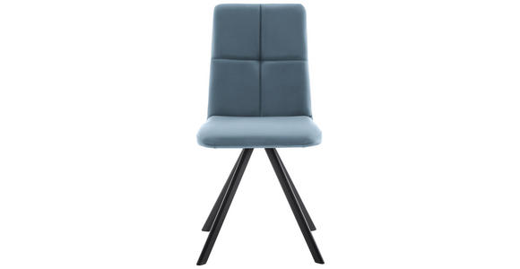 STUHL in Eisen Lederlook, Mikrofaser Metall, Textil - Schwarz/Hellblau, MODERN, Textil/Metall (47/92/60cm) - Cantus