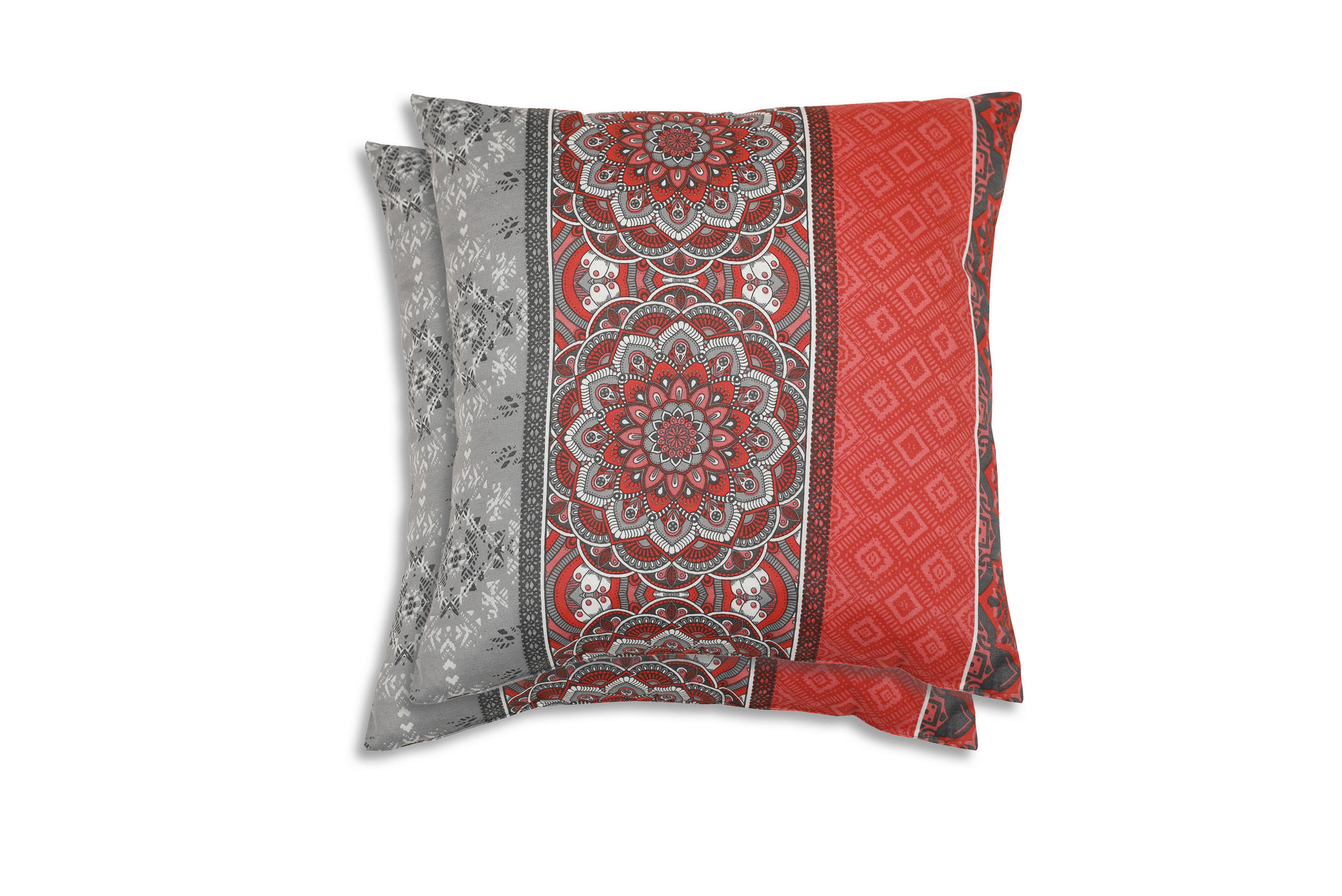 ZIERKISSENSET 2-teilig 48/48 cm  - Dunkelgrau/Rot, Basics, Textil (48/48cm)