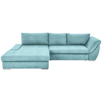 ECKSOFA Flachgewebe Türkis  - Türkis/Silberfarben, Design, Textil/Metall (174/306cm) - MID.YOU