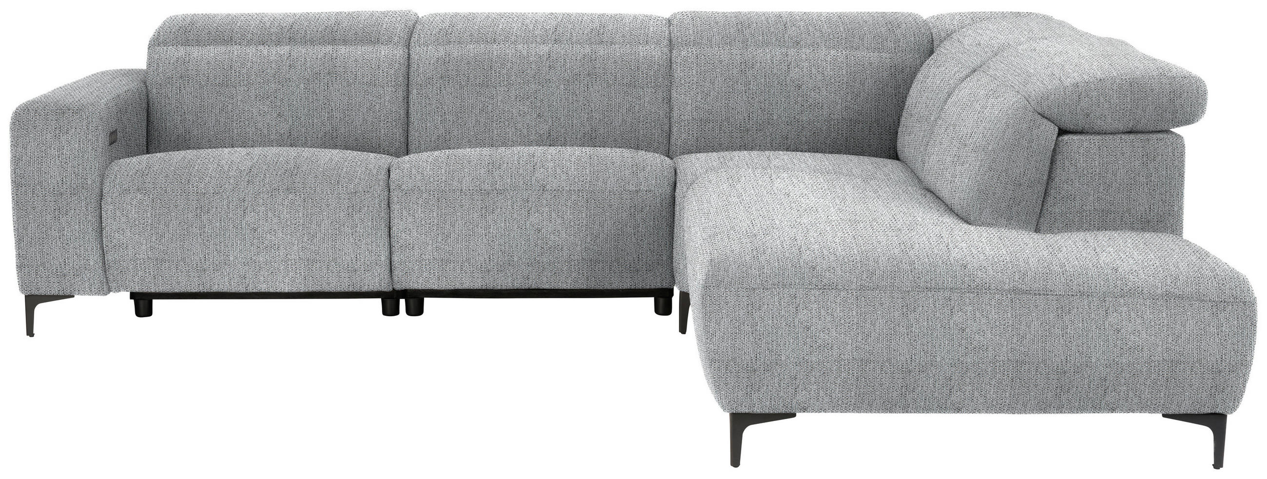 ECKSOFA in Flachgewebe Grau  - Schwarz/Grau, Design, Textil/Metall (290/238cm) - Pure Home Lifestyle