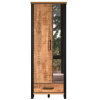 GARDEROBENSCHRANK ENNA GD  in 73/195/39 cm  - Schwarz/Naturfarben, Basics, Glas/Holzwerkstoff (73/195/39cm) - MID.YOU
