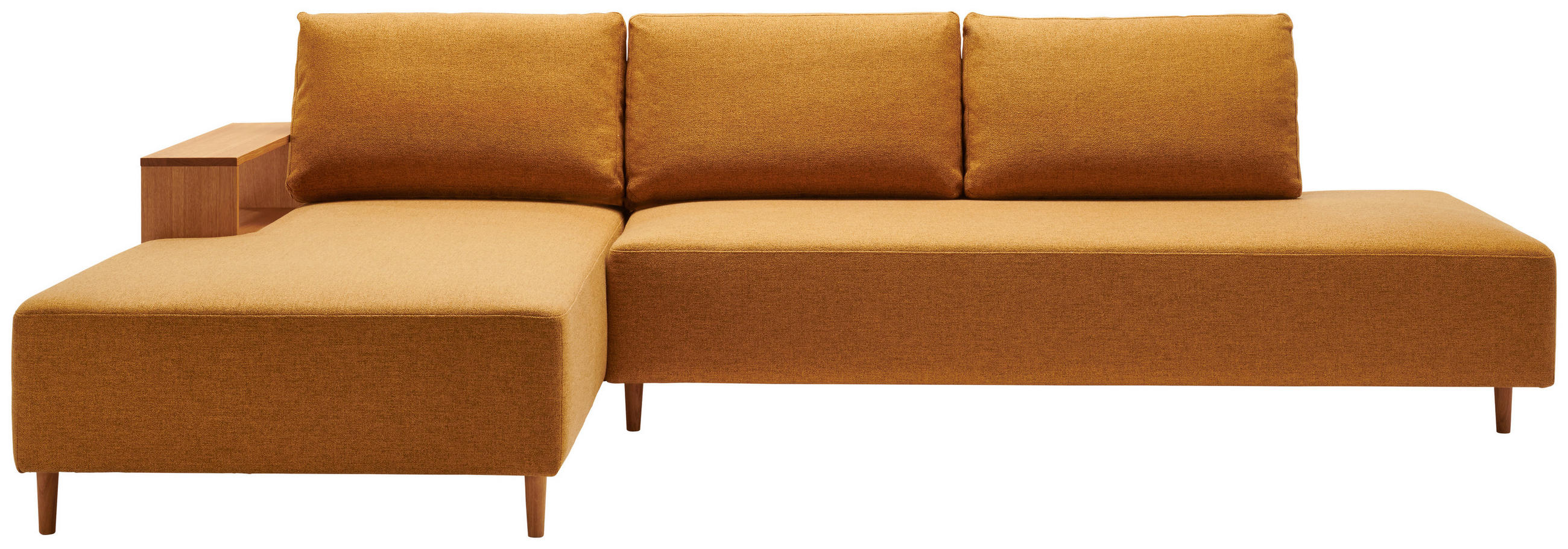 ECKSOFA in Flachgewebe Gelb  - Eichefarben/Gelb, Design, Holz/Textil (190/307cm) - Joka