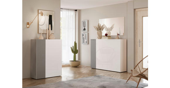 SCHUHSCHRANK  in 145/113/34 cm  - Schwarz/Weiß, Design, Glas/Holzwerkstoff (145/113/34cm) - Voleo