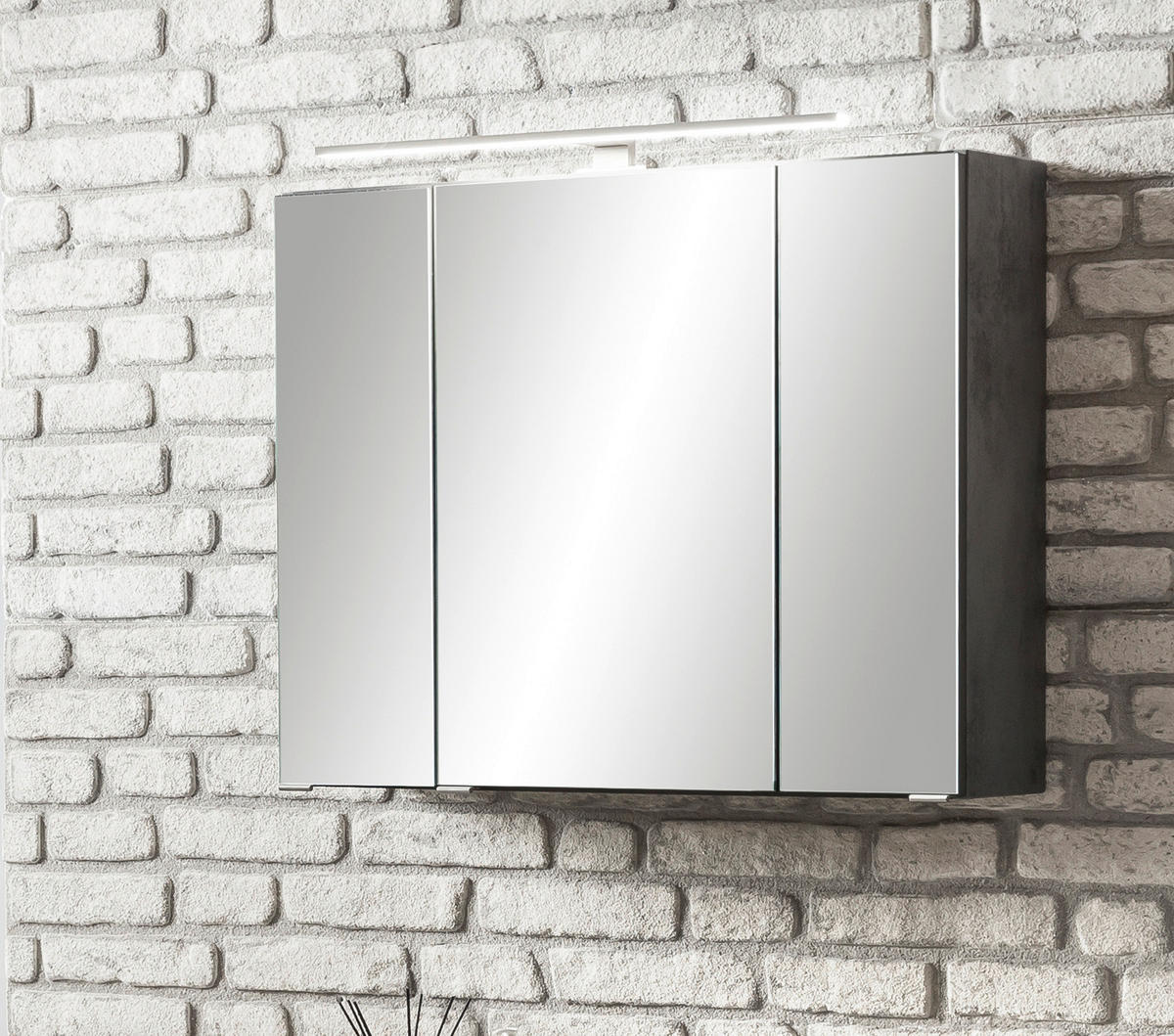 SPIEGELSCHRANK 80/64/20 cm  - Edelstahlfarben/Grau, Konventionell, Glas/Holzwerkstoff (80/64/20cm) - Held