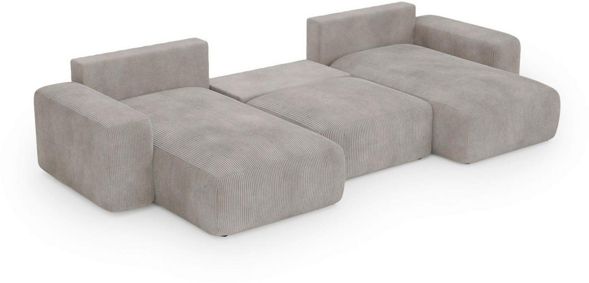 WOHNLANDSCHAFT Braun Cord  - Schwarz/Braun, Basics, Kunststoff/Textil (176/364/176cm) - Lomoco