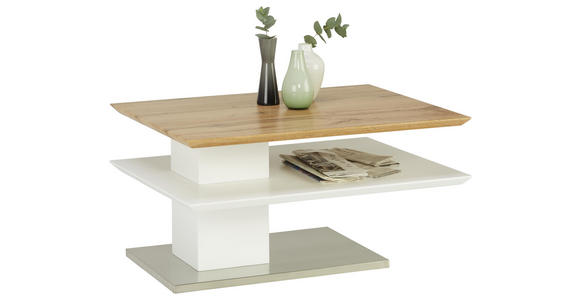 COUCHTISCH in Metall, Holzwerkstoff 80/60/40 cm - Edelstahlfarben/Eichefarben, Design, Holzwerkstoff/Metall (80/60/40cm) - Xora