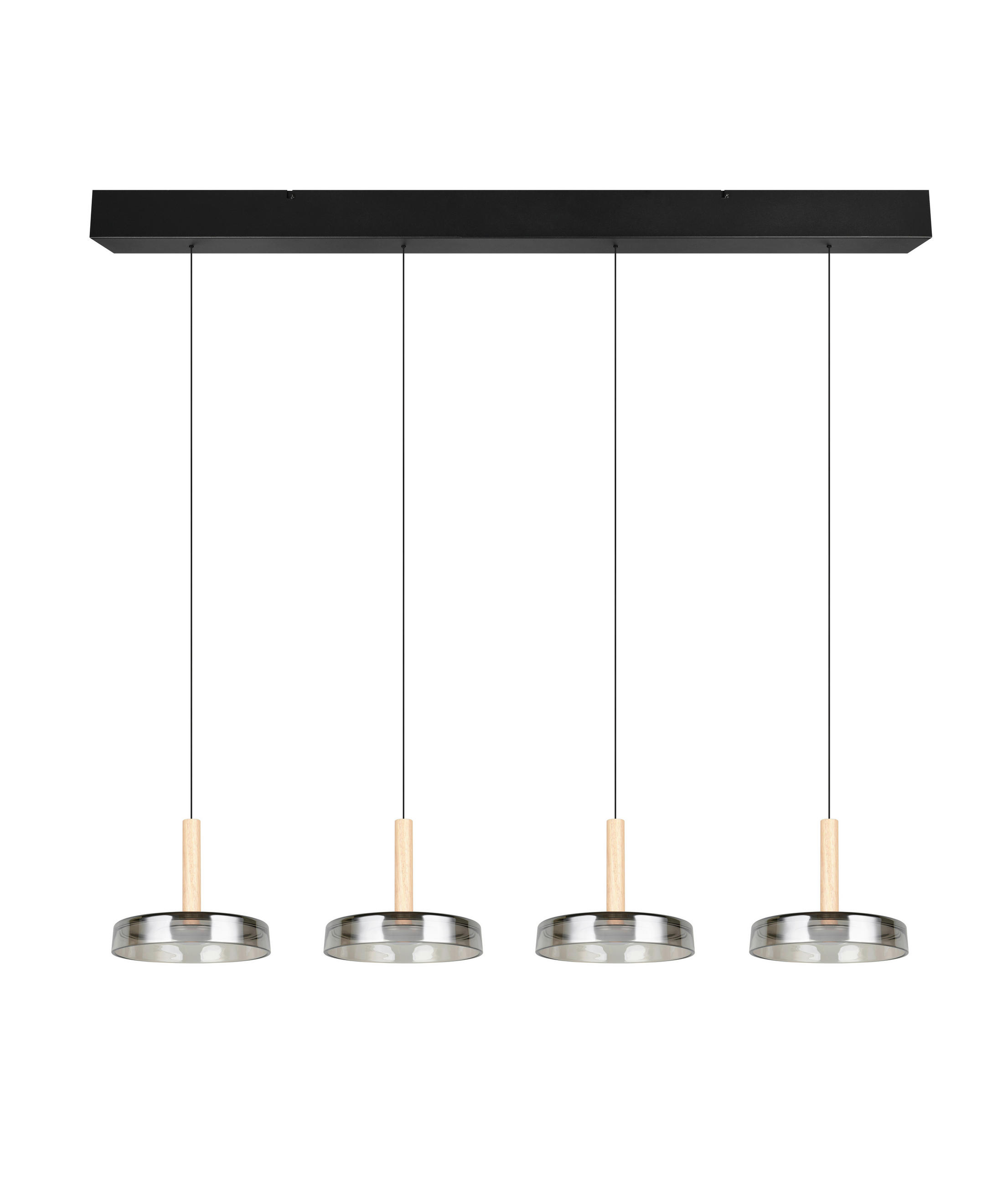 LED-PENDELLEUCHTE 115/22/200 cm  - Chromfarben/Schwarz, Design, Glas/Metall (115/22/200cm) - Trio Leuchten