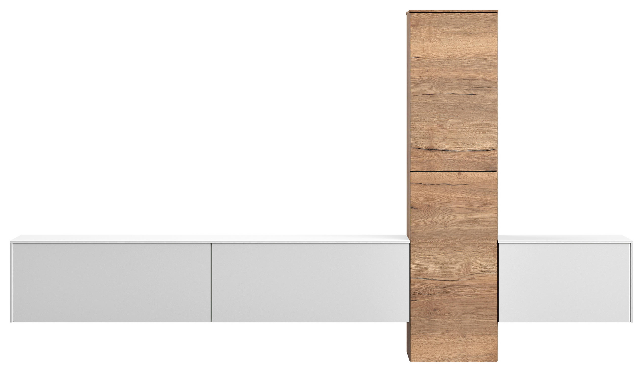 WOHNWAND  Weiss, Eichefarben 282/160/37 cm  - Weiss/Eichefarben, Design, Holzwerkstoff (282/160/37cm) - Celina Home