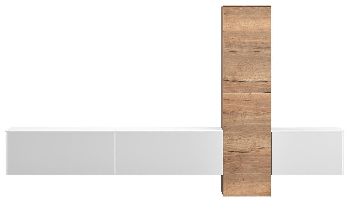 WOHNWAND  in Weiß, Eichefarben  282/160/37 cm  - Eichefarben/Weiß, Design, Holzwerkstoff (282/160/37cm) - Celina Home