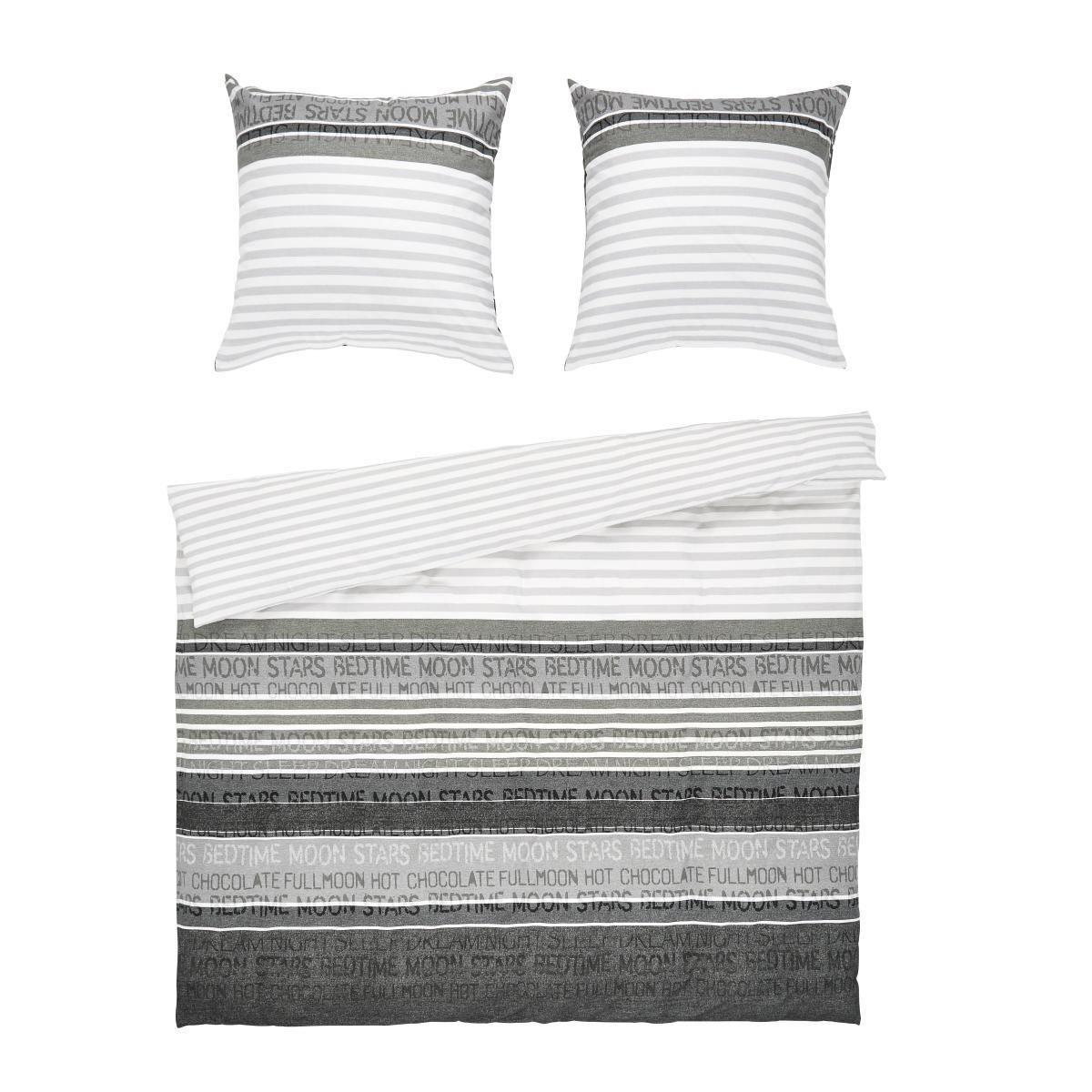BETTWÄSCHE 3-teilig Davos Biber 200/220 cm  - Beige/Weiß, Design, Textil (200/220cm) - Janine