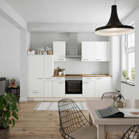 KÜCHENBLOCK Touch 300 cm  in Weiß, Eichefarben  - Edelstahlfarben/Eichefarben, MODERN, Holzwerkstoff/Metall (300cm) - Nobilia