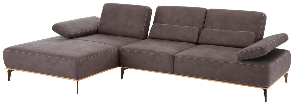 ECKSOFA 16580 Sprint in Mikrofaser Mokka  176/298 cm  - Beige/Bronzefarben, Natur, Textil/Metall (176/298cm) - Valnatura