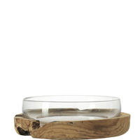 DEKOSCHALE - Klar/Braun, Basics, Glas/Holz (39/12/39cm) - Leonardo