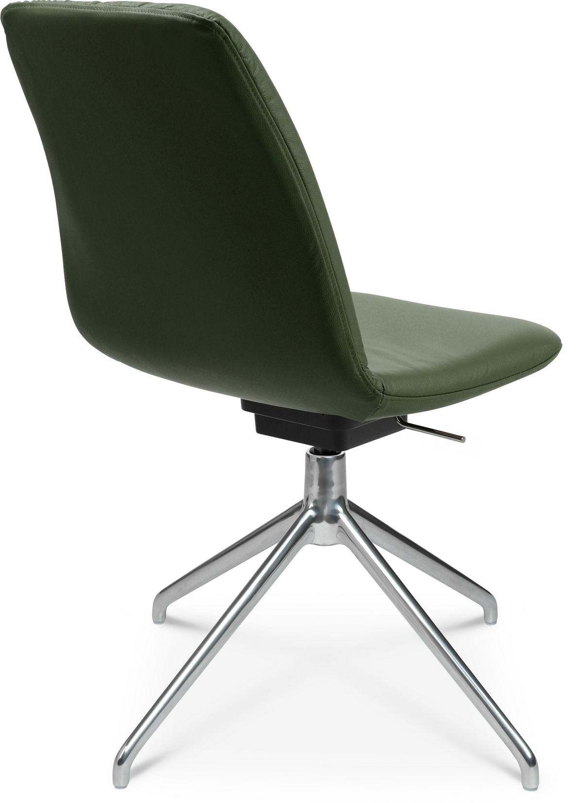 STUHL  in Aluminium Echtleder pigmentiert  - Alufarben/Grün, Design, Leder/Metall (46/81,5-84,5/55cm) - Johann Jakob
