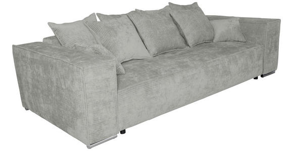 BIGSOFA Flachgewebe Naturfarben - Chromfarben/Naturfarben, KONVENTIONELL, Textil/Metall (256/68/122cm) - Carryhome