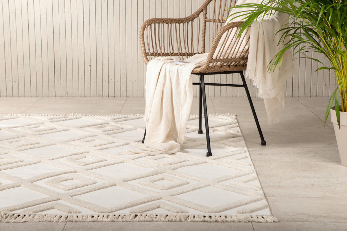 FLACHWEBETEPPICH 160/230 cm Weiß  - Weiß, LIFESTYLE, Textil (160/230cm) - P & B
