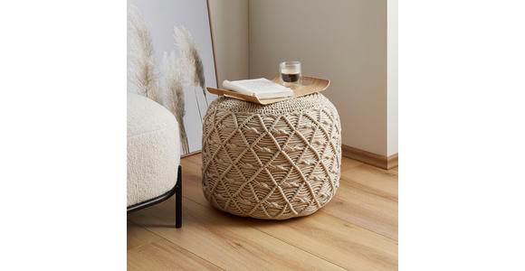 POUF Abstraktes Naturfarben 45/45/35 cm  - Naturfarben, Trend, Textil (45/45/35cm) - Linea Natura