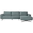 ECKSOFA in Webstoff Hellblau  - Schwarz/Hellblau, Design, Textil/Metall (320/172cm) - Valnatura