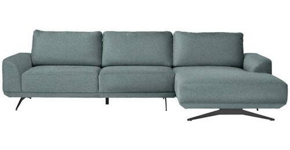 ECKSOFA in Webstoff Hellblau  - Schwarz/Hellblau, Design, Textil/Metall (320/172cm) - Valnatura