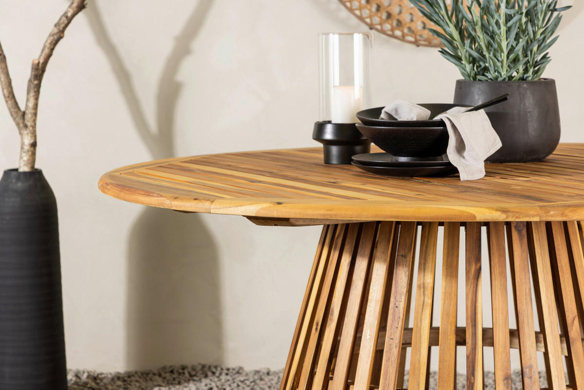 UTEBORD trä rund  - akaciefärgad, Modern, trä (150/75cm) - Gardenson