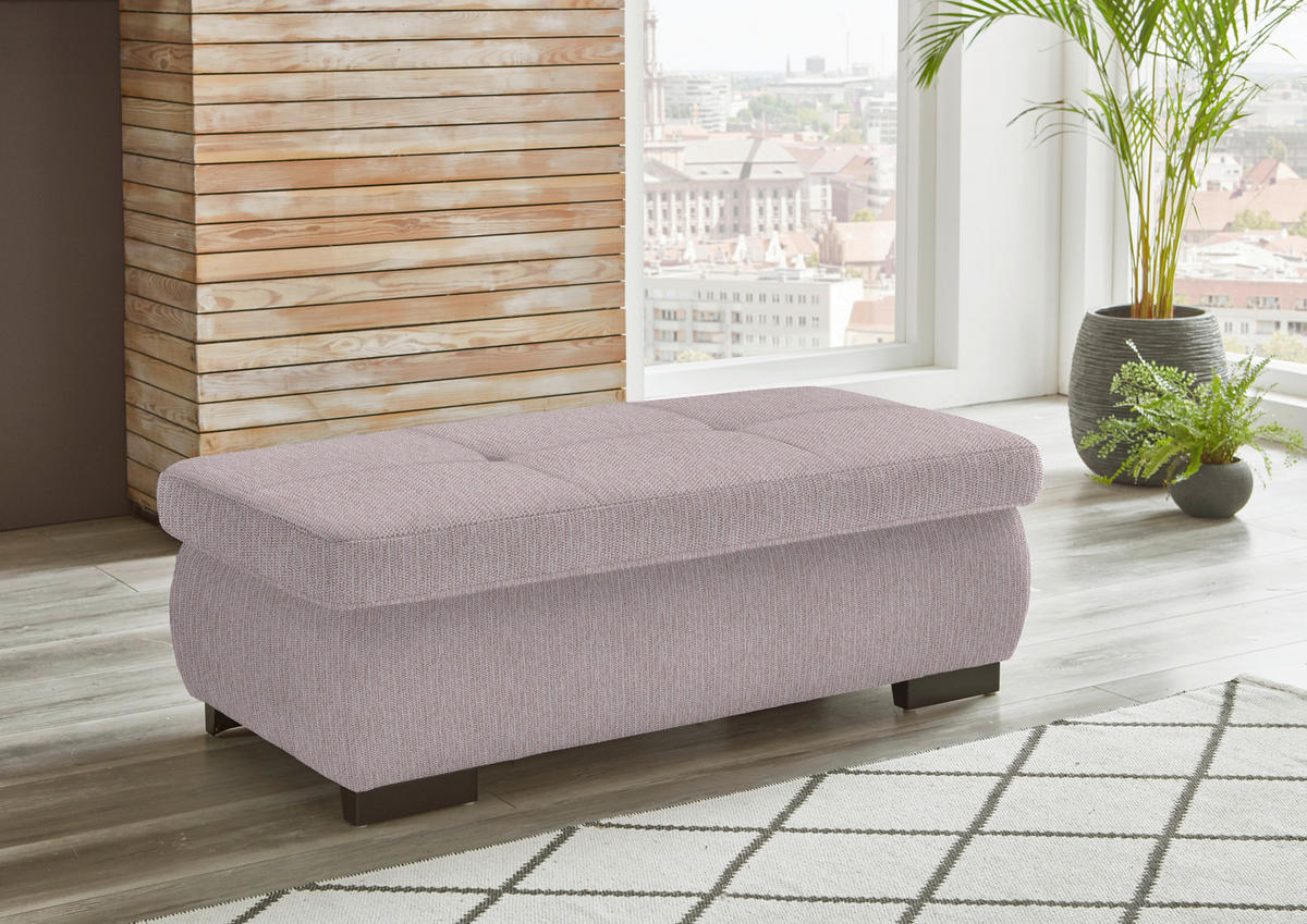 ECKSOFA in Flachgewebe Hellrosa  - Hellrosa/Schwarz, Design, Textil/Metall (174/297cm) - Beldomo Style