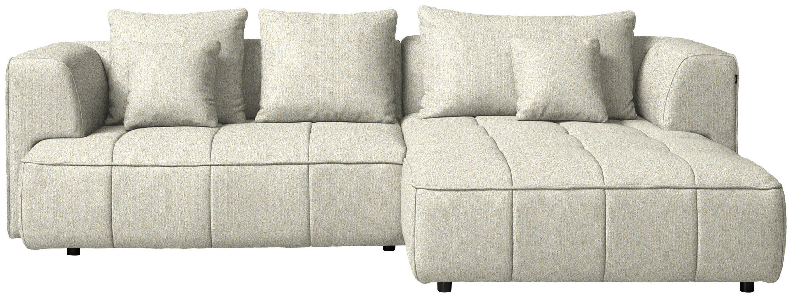 ECKSOFA Webstoff Creme  - Creme/Schwarz, Design, Kunststoff/Textil (288/188cm) - Welnova
