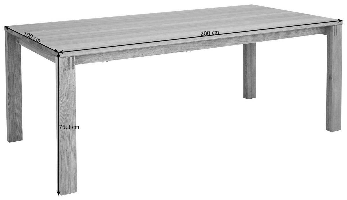 ESSTISCH in Holz, Keramik 200/100/75,3 cm  - Eichefarben/Grau, Design, Holz/Keramik (200/100/75,3cm) - Team 7