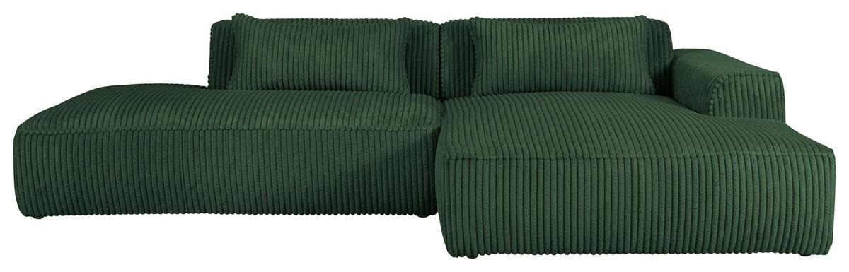 ECKSOFA BILLUND Dunkelgrün Cord Nierenkissen  - Dunkelgrün/Schwarz, KONVENTIONELL, Kunststoff/Textil (294/165cm) - Livetastic