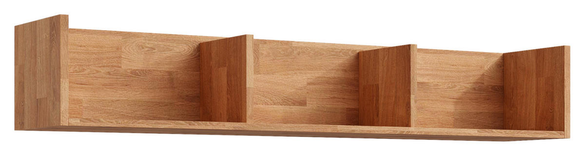 WANDREGAL Eiche massiv Eichefarben  - Eichefarben, Natur, Holz (130/22/25cm) - Linea Natura