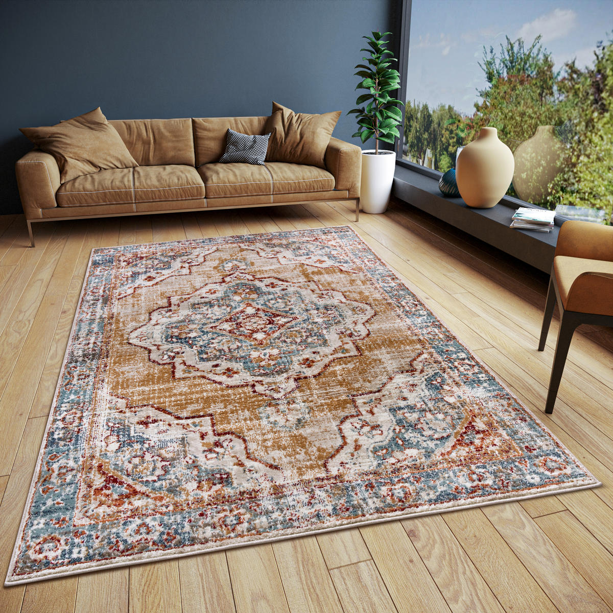 FLACHWEBETEPPICH 120/170 cm Luxor Multicolor, Honig  - Multicolor/Honig, Design, Kunststoff/Textil (120/170cm)
