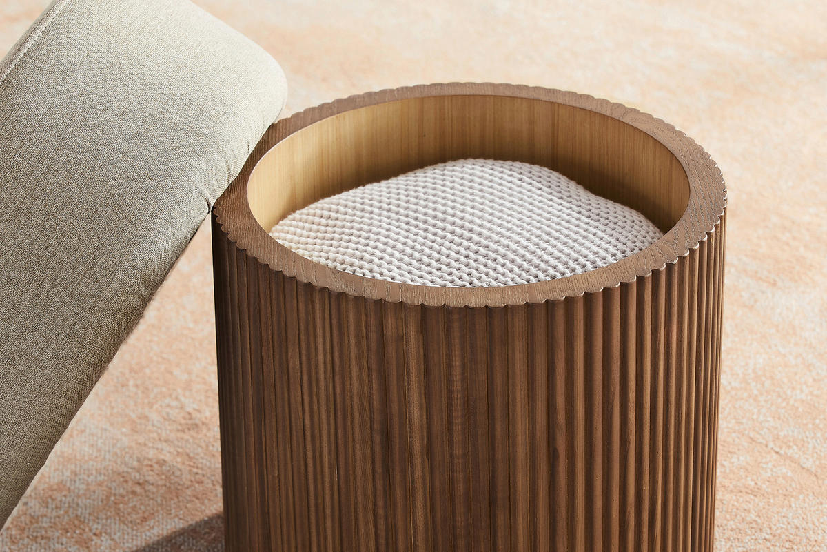 HOCKER Struktur Braun, Walnussfarben  - Walnussfarben/Braun, MODERN, Textil (50/43/50cm) - Livetastic