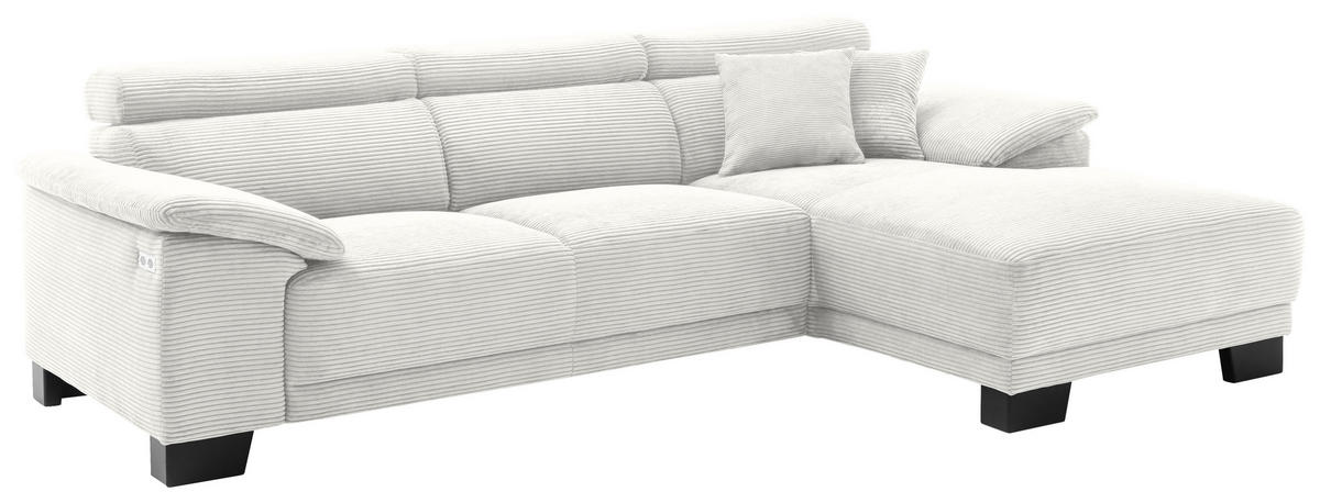 ECKSOFA in Cord Weiss  - Weiss/Schwarz, Design, Holz/Textil (270/174cm) - Pure Home Lifestyle