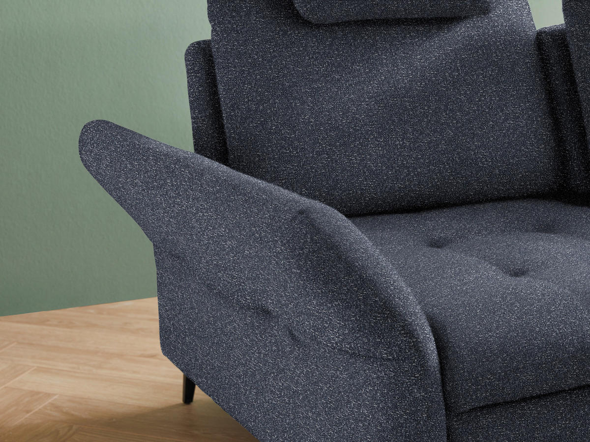 ECKSOFA in Bouclé Dunkelblau  - Schwarz/Dunkelblau, Natur, Textil/Metall (288/233cm) - Valnatura