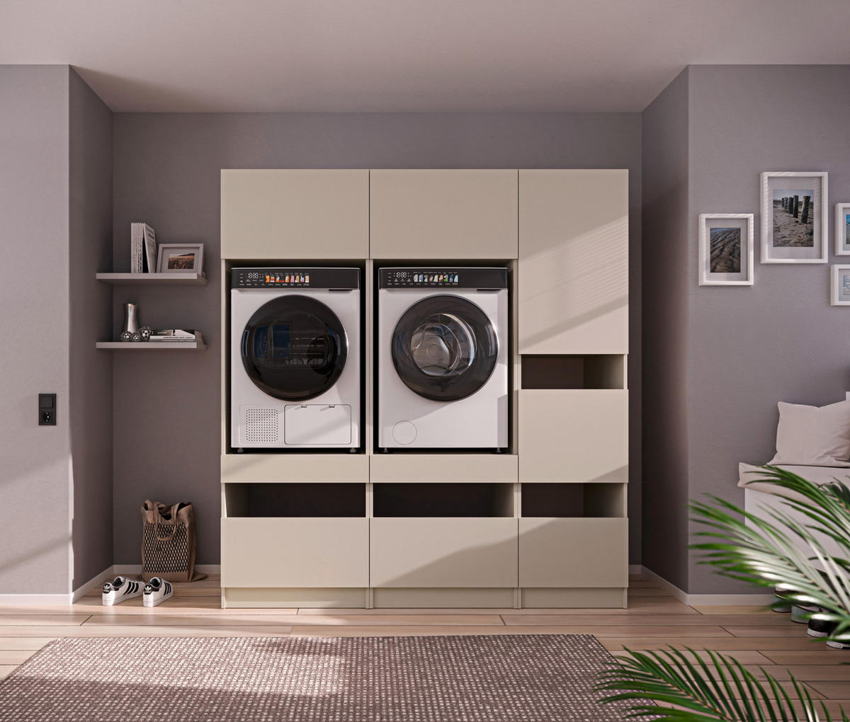 MEHRZWECKSCHRANK 50/200/68 cm  in Kaschmir  - Kaschmir/Schwarz, Design, Holzwerkstoff/Metall (50/200/68cm) - Milino