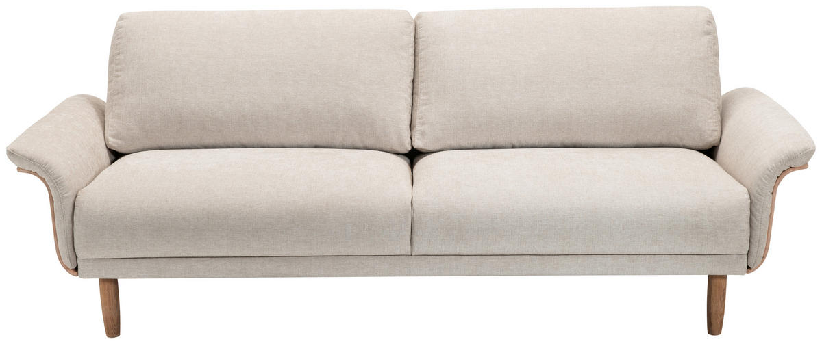 3-SITS SOFFA i chenille cremefärgad  - vit/ekfärgad, Klassisk, metall/trä (214/81/94cm) - Welnova