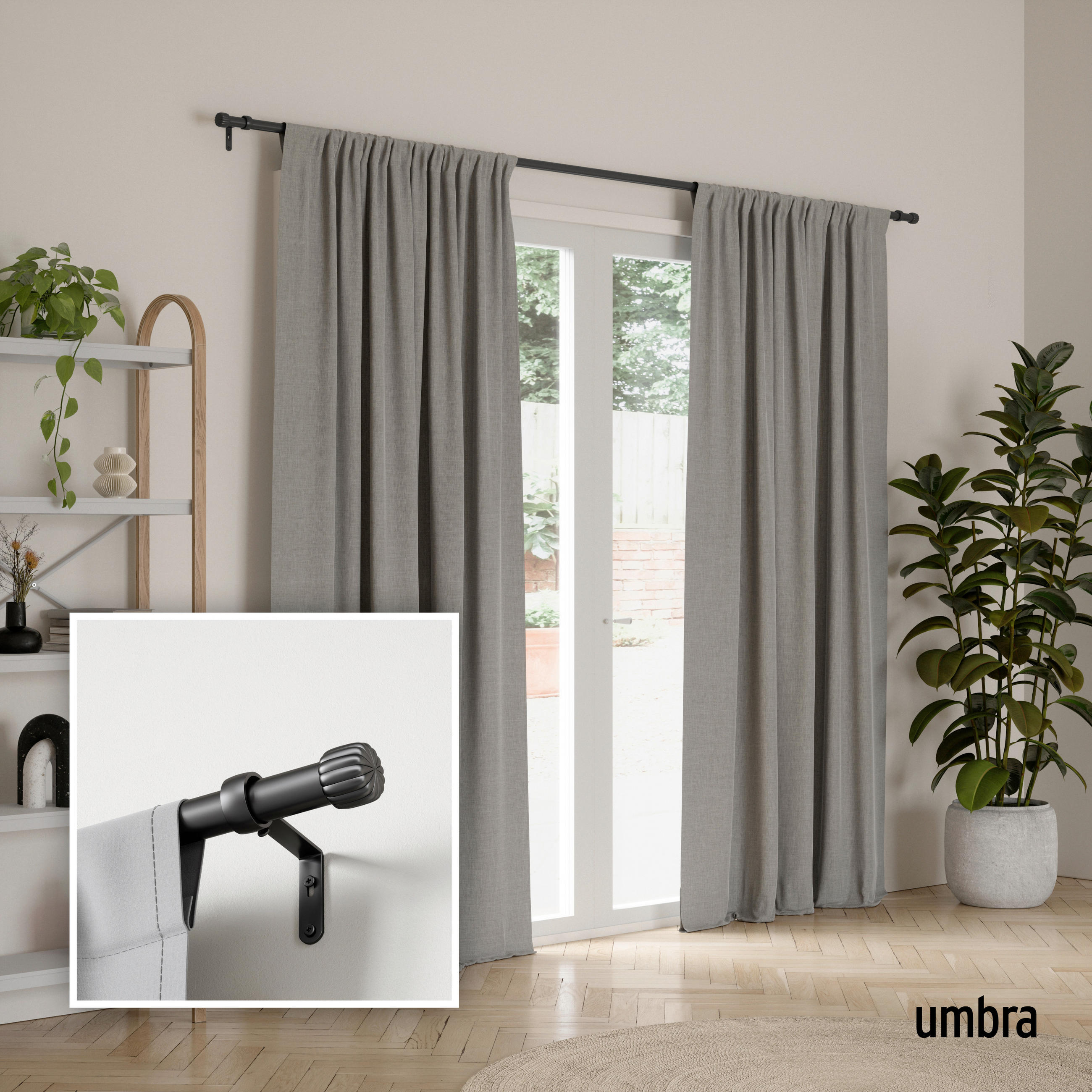 VORHANGSTANGENSET 168-305 cm  - Schwarz, KONVENTIONELL, Kunststoff/Metall (168-305cm) - Umbra